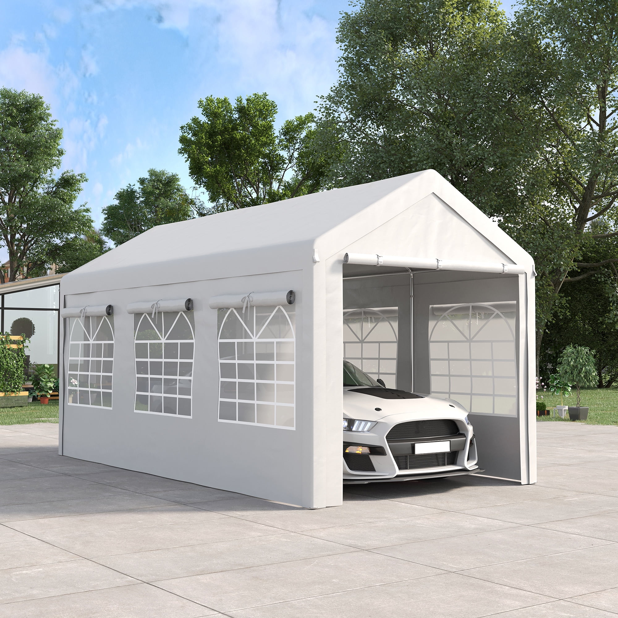 Outsunny 10' x 20' Carport and Large Party Tent, Height Adjustable