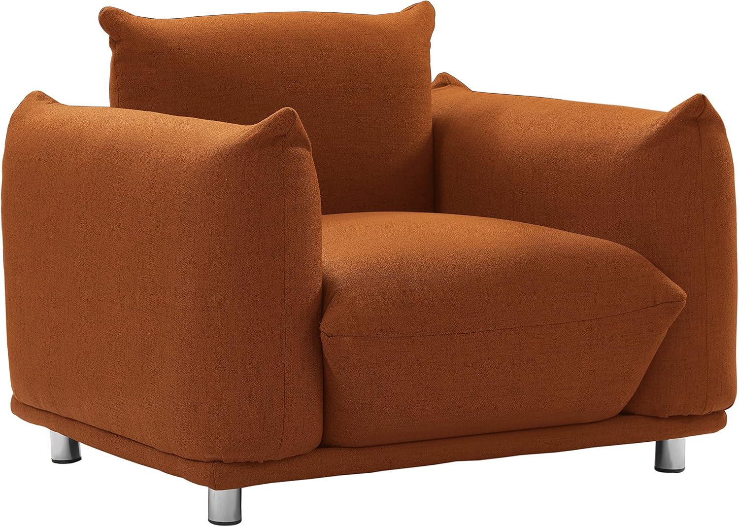 Accent Chair Cotton Linen Single Sofa 42" W Accent Chair for Bedroom Living Room Apartment, Rust Red