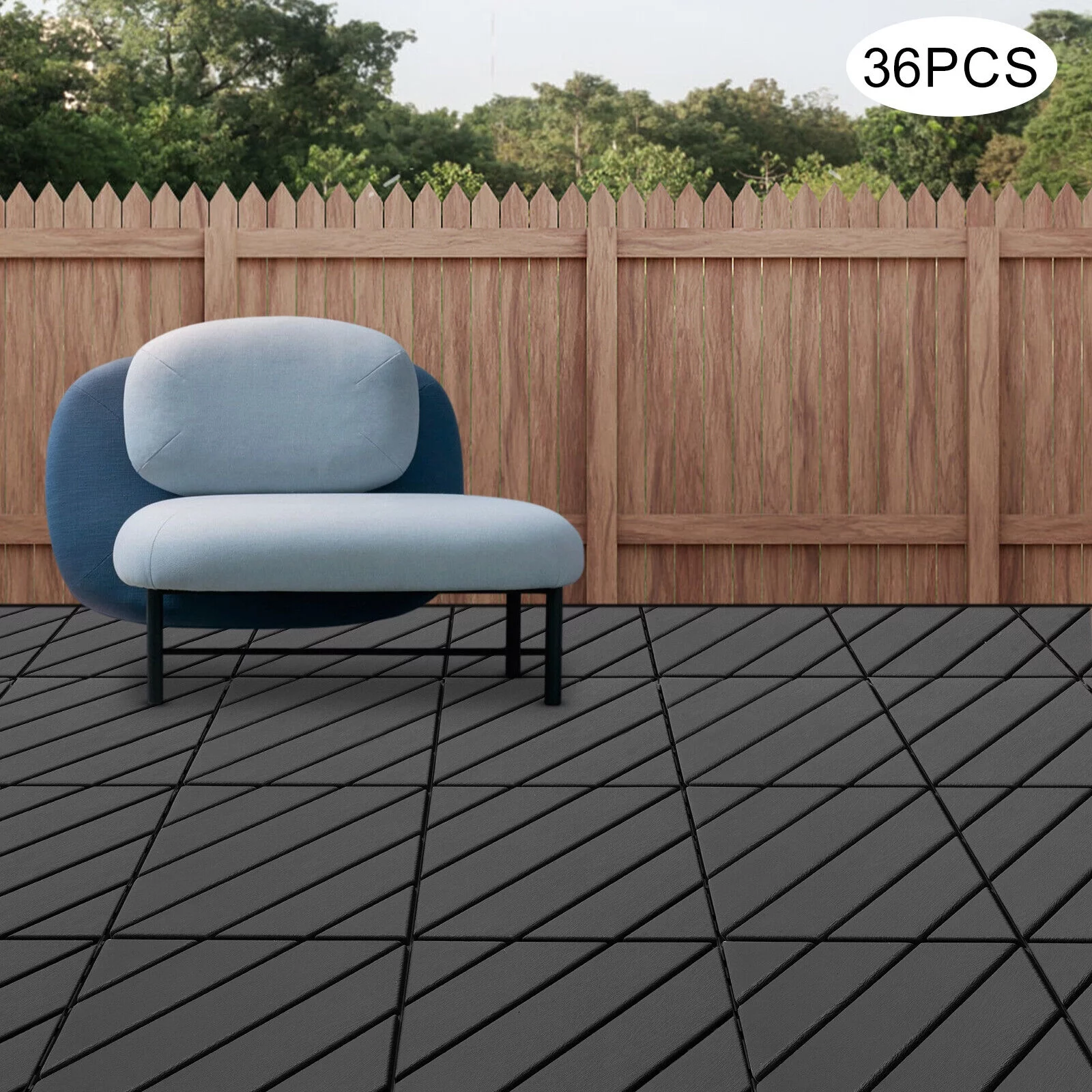 Modern 36PCS Interlocking Deck Tiles Floor Mount Plastic Composite Patio Deck Tiles 12”x12”