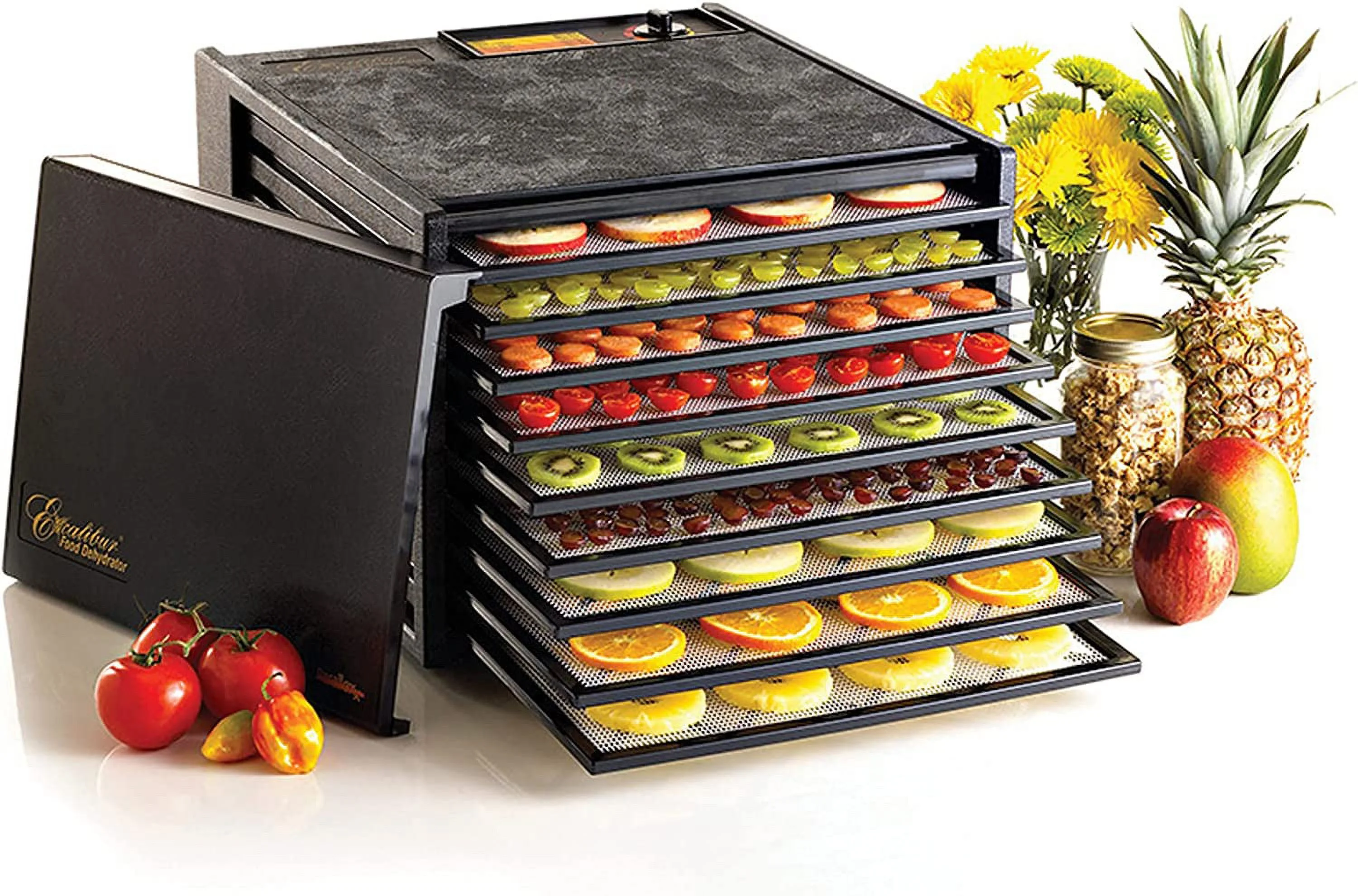 Excellent Excalibur 3900B Electric Food Dehydrator Machine with Adjustable Thermostat Accurate Temperature Control and Fast Drying  600 W  9 Trays  Black