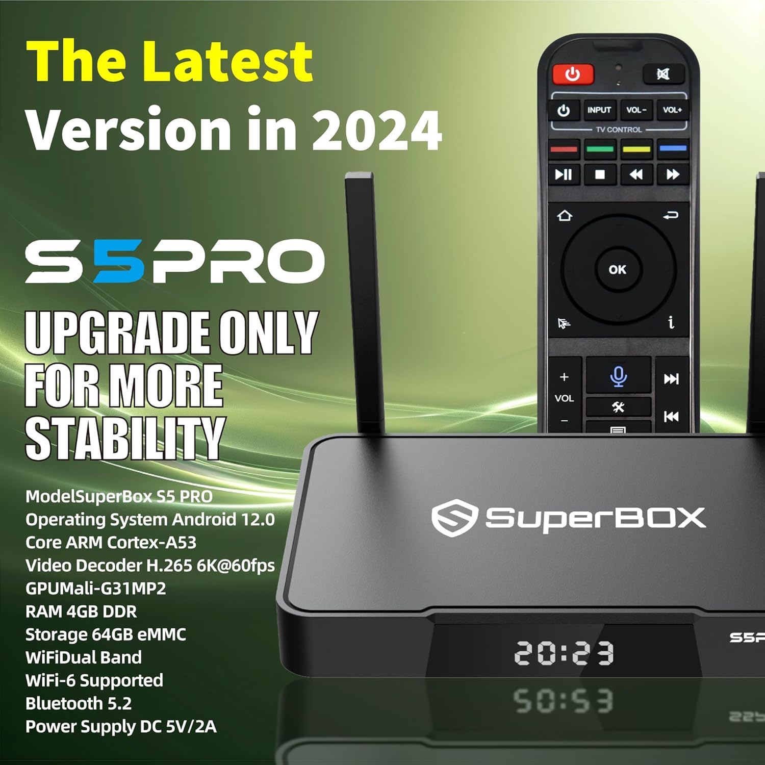 2024 New Version TV Box S-5 P-ro Elite Fully,Large Capacity 4G RAM+32G ROM, Super Latest S-5 PRO Series Samrt TV Box with Remote & Voice Remote for Family Fun,Easy Setup Guide