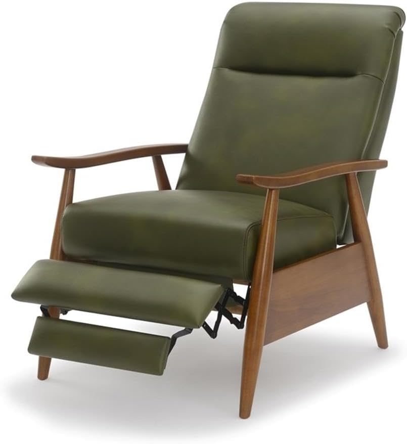 Solaris Fern Green Faux Leather Wood Arm Push Back Recliner