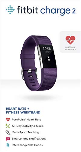 Fitbit Charge 2 Heart Rate + Fitness Wristband, Black, Large (US Version), 1 Count