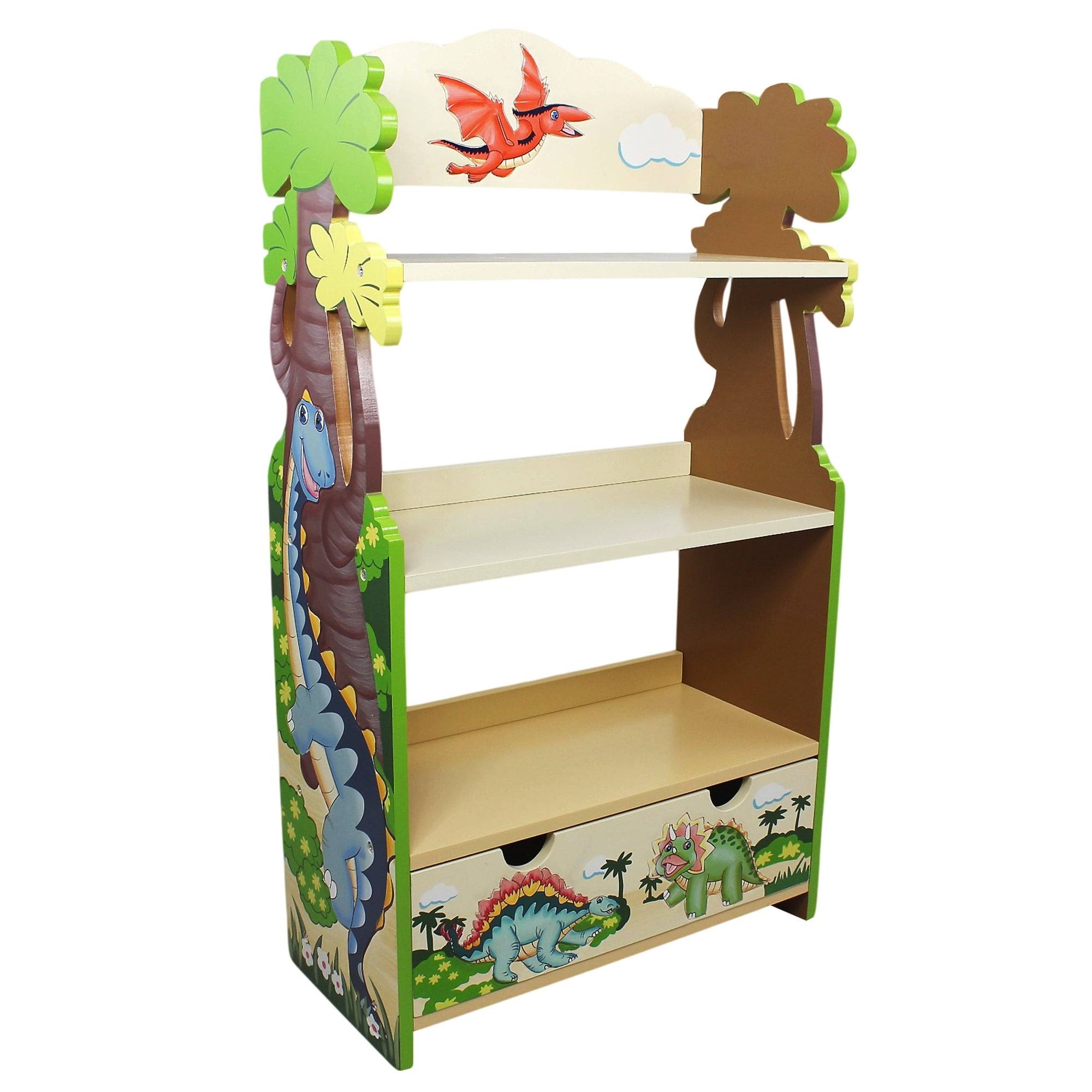 Teamson Kids Dinosaur Kingdom Bookcase With 3 Shelves and Drawer