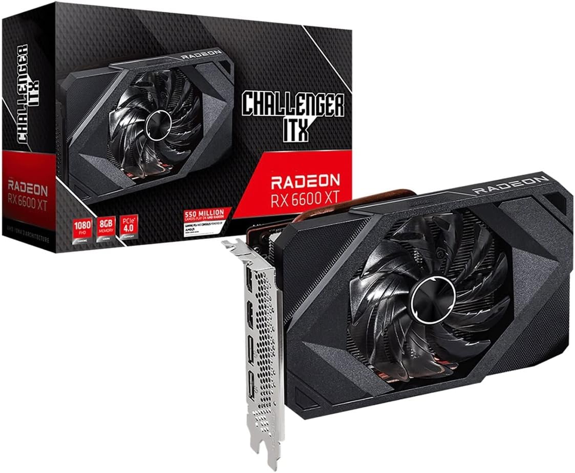 Radeon RX 6600 XT Challenger ITX 8GB GDDR6 GPU Support RDNA2 Computer Graphics