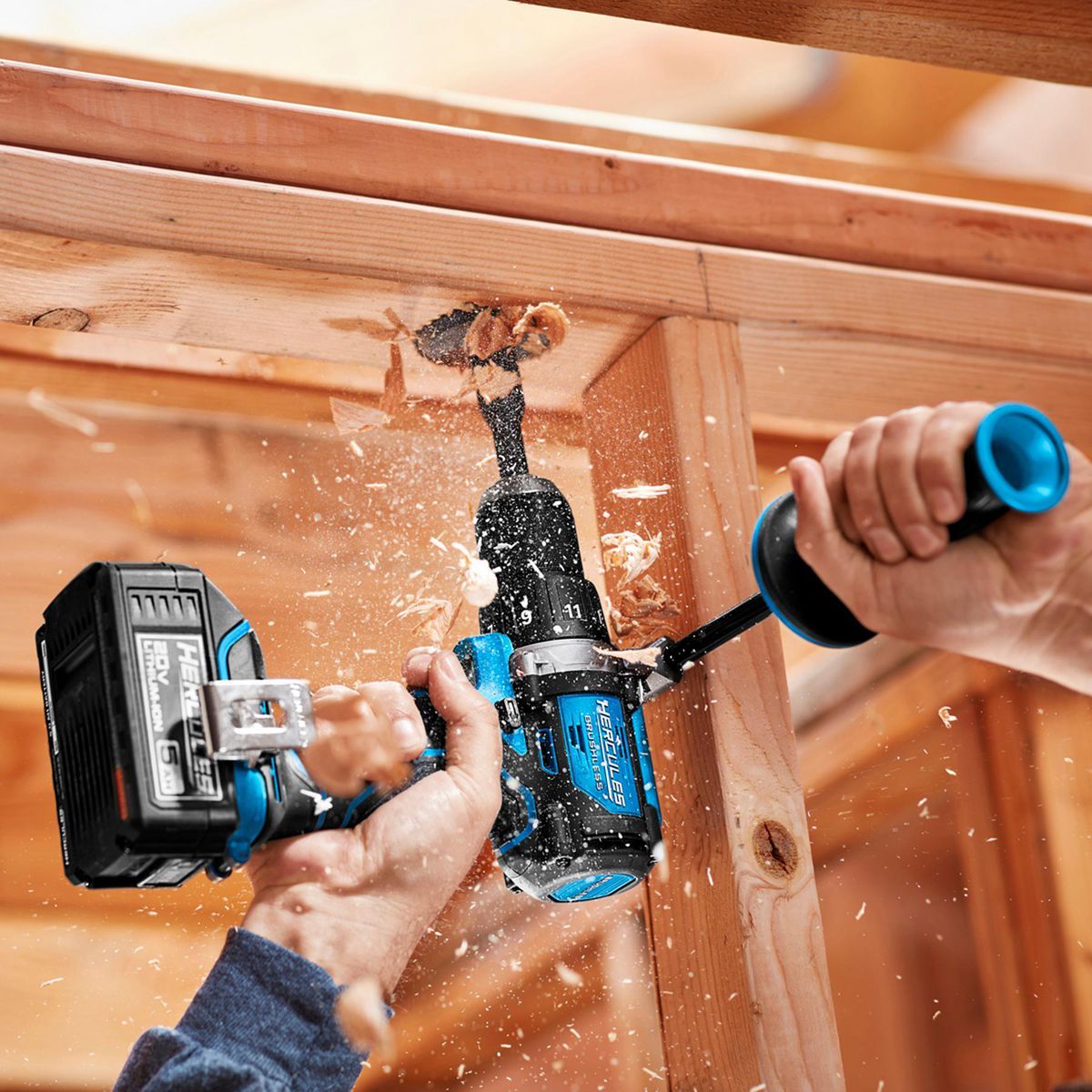 HERCULES 20V Brushless Cordless, 1/2 in. Drill/Driver Kit with Side Handle, 2 Ah Battery, and Charger