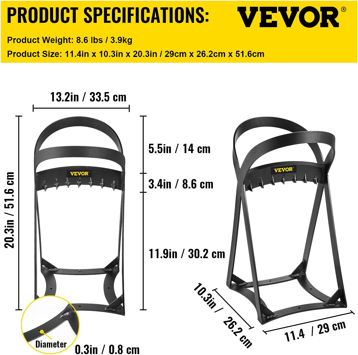 VEVOR Log Splitter 20.3" x 13.2", Wood Splitter for 8" Diameter Wood, Firewood Splitter 8.6 Lbs, Easy to Carry, Manual Log Splitter Made of Q235 Steel, with 4 Screws & Blade Cover, for Home, Campsite Pack of 2