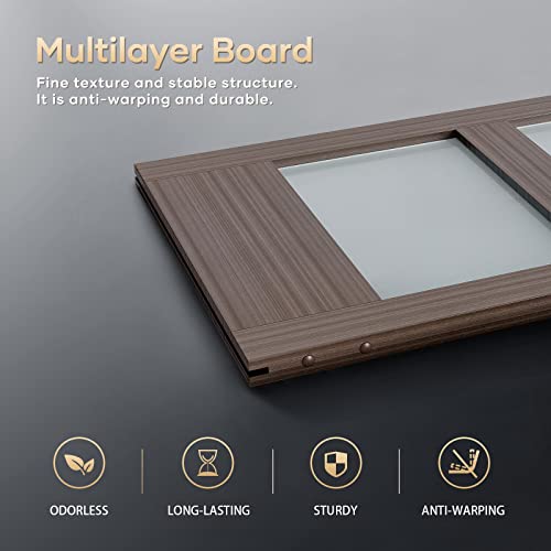 36x84 Inch Glass Sliding Barn Door Slab and 6.6ft Hardware Kit Included, 5 Frosted Glass, LVL Wood Panel Covered with White Water-Proof Scratch-Proof PVC Surface, Simple DIY Assembly