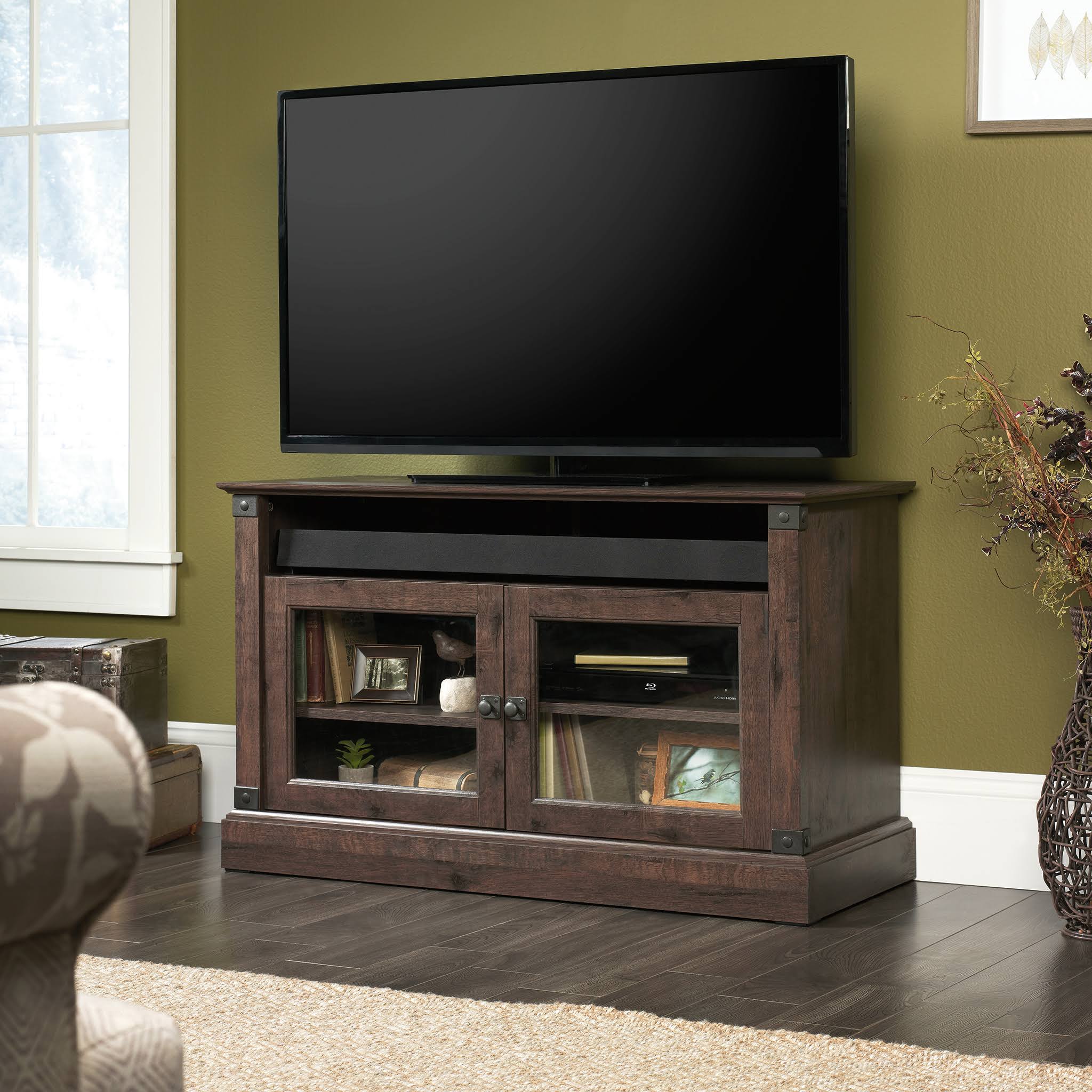 Sauder Carson Forge Panel TV Stand, Coffee Oak