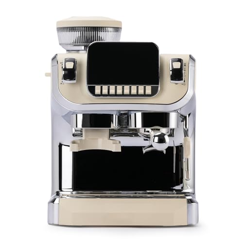 Mcilpoog TC520 Espresso Machine with Milk Frother，Semi Automatic Coffee Machine with Grinder,Easy To Use Espresso Coffee Maker with 6 inch Large Screen,15 Bar Pressure Pump,PID Temperature Control.