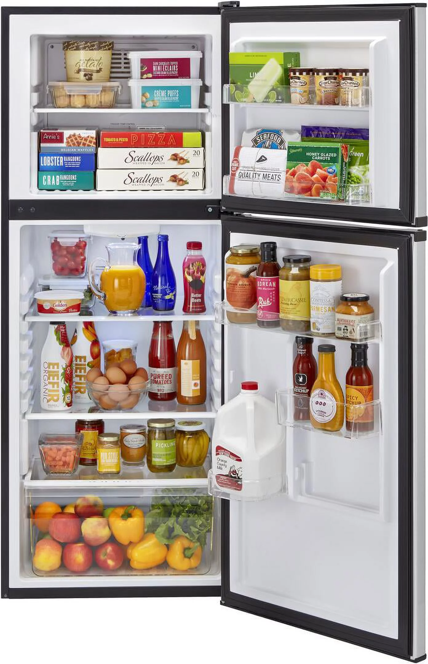 Haier HA10TG21SS 24 Top Freezer Refrigerator with 9.8 cu. ft. Total Capacity Frost-Free and Glass Shelves in Stainless