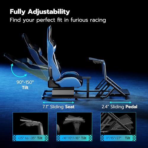 ARES WING Racing Simulator Cockpit with Monitor Mount and Seat, Formula and GT Sim Racing Cockpit Compatible with Fanatec, Thrustmaster, Logitech, Moza Racing Games on PS5, PS4, Xbox and PC