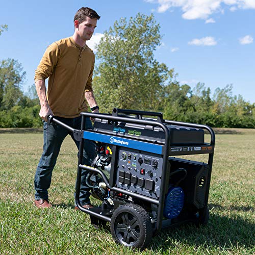 Westinghouse 28000 Peak Watt Home Backup Portable Generator, Remote Electric Start with Auto Choke, Transfer Switch Ready 30A & 50A Outlets, Gas Powered, CO Sensor,Blue