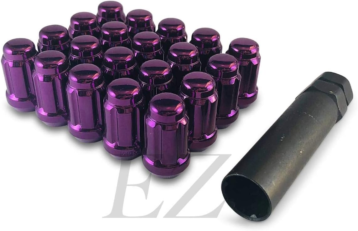 24 Purple Spline Drive Small Diameter Acorn 12x1.5 Purple Lug Nut Kit with Key Pack of 2