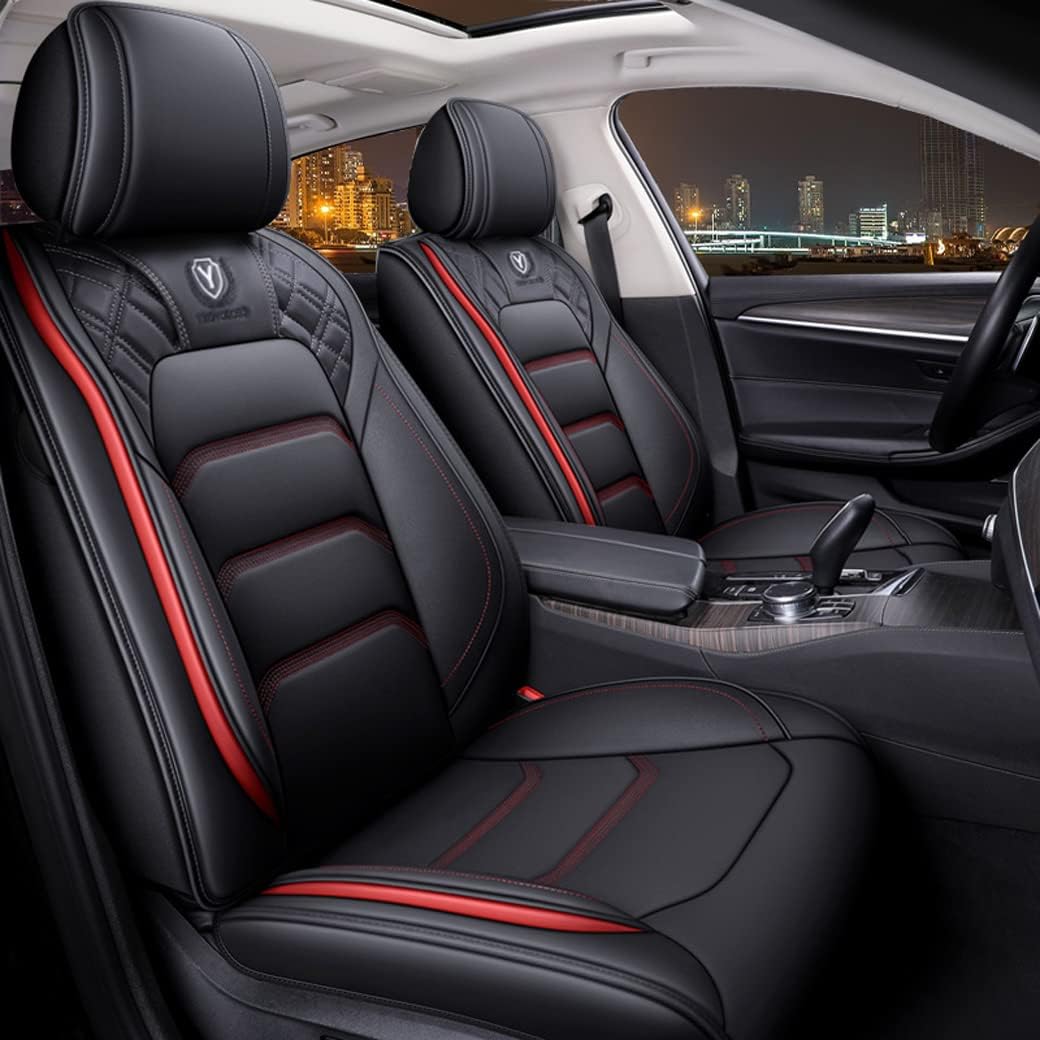 OSO Comfortable Leather Auto Car Seat Covers 5 Seats Full Set Universal Fit (Blue&White)