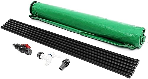 QIANMEI Collapsible Rain Barrel Collapsible Rain Barrel Kit, Flexible Water Tank, PVC Coated Cloth Cylinder Large Diameter Easy to Store with Zipper Lid, Filter Mesh, Outlet Valve