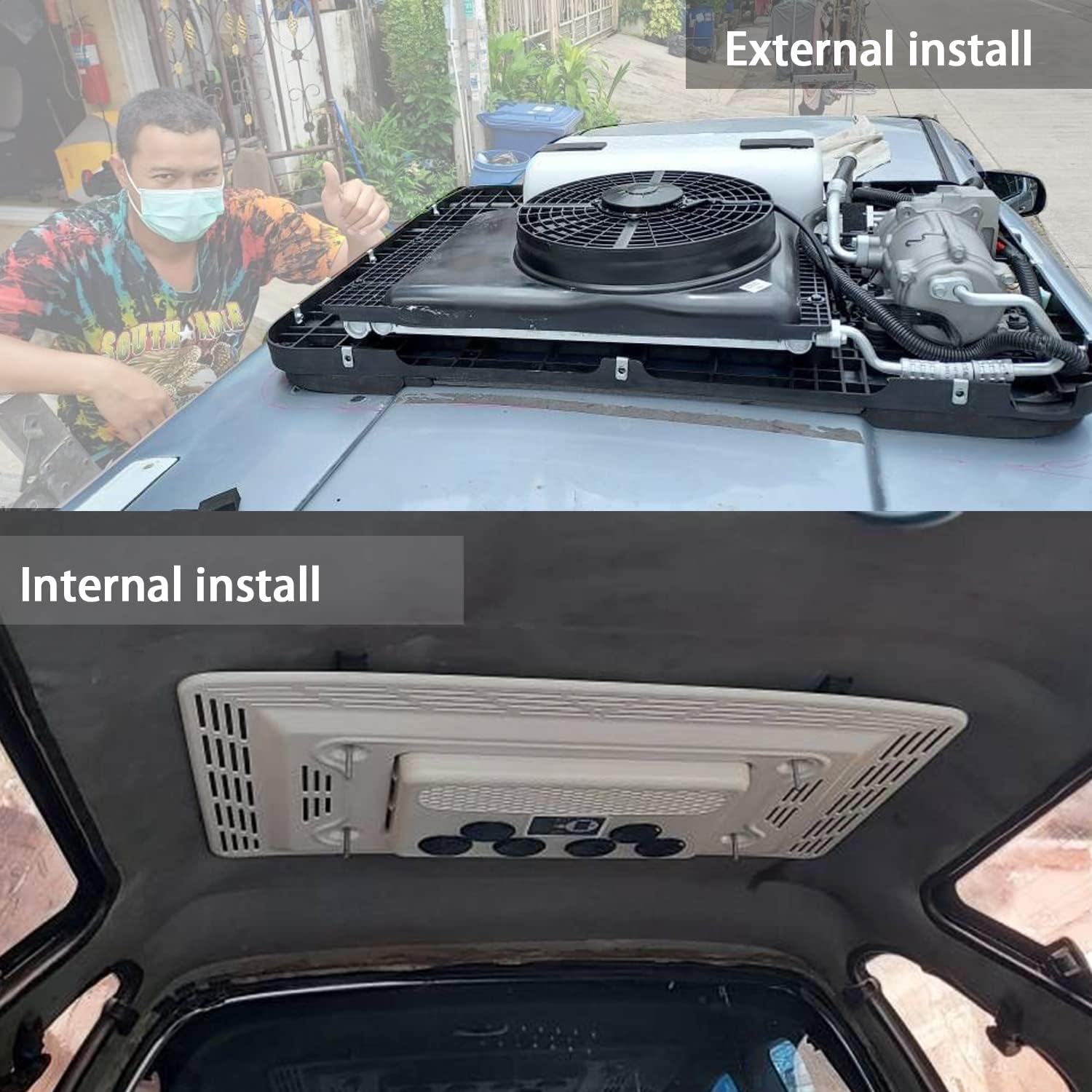 12 Volt Universal Electric Rooftop Air Conditioner, 13,500 BTU Non-Ducted -Quiet AC - Cooling Only |-RV AC Unit - Camper Air Conditioner for RV BUS Truck Vehicle