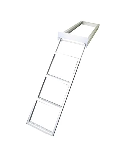Pactrade Marine Pontoon Boat Under Deck 4 Step Flat Front Ladder Anodized Aluminum Capacity 300lbs Self Store