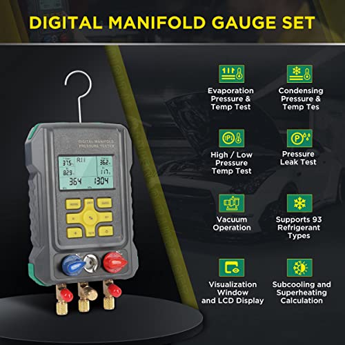 Digital HVAC Manifold Gauge Set Upgraded AC Pressure Gauge Set