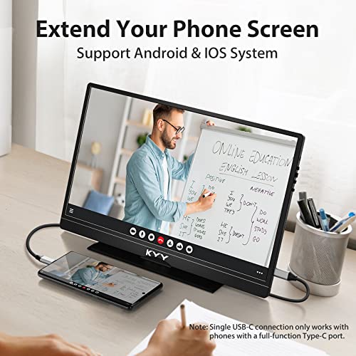 KYY Portable Monitor 15.6inch FHD 1080P USB-C Portable Laptop Monitor