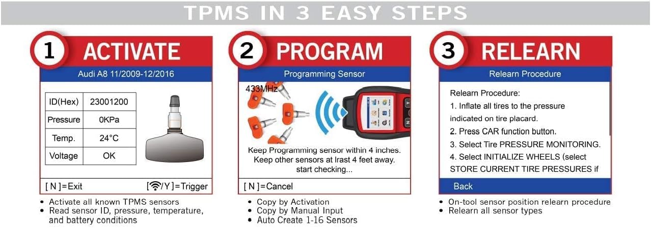 Autel MaxiTPMS TS408 All System TPMS Program Diagnostic Relearn Tool,Tire Pressure Monitor Sensor Activation,Key Fob Testing with Lifetime Update,MX-Sensors Advanced TS401
