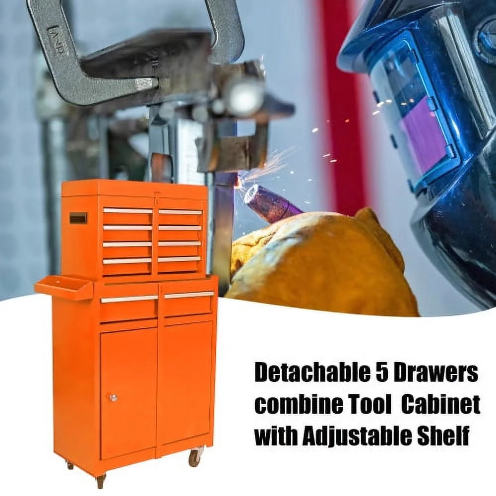Rolling Tool Chest with Wheels and 8 Drawers, Detachable Large Toolbox Storage Cabinet with Lock,Locking Mechanic Tool Cart for Warehouse, Workshop,Garage,Blue