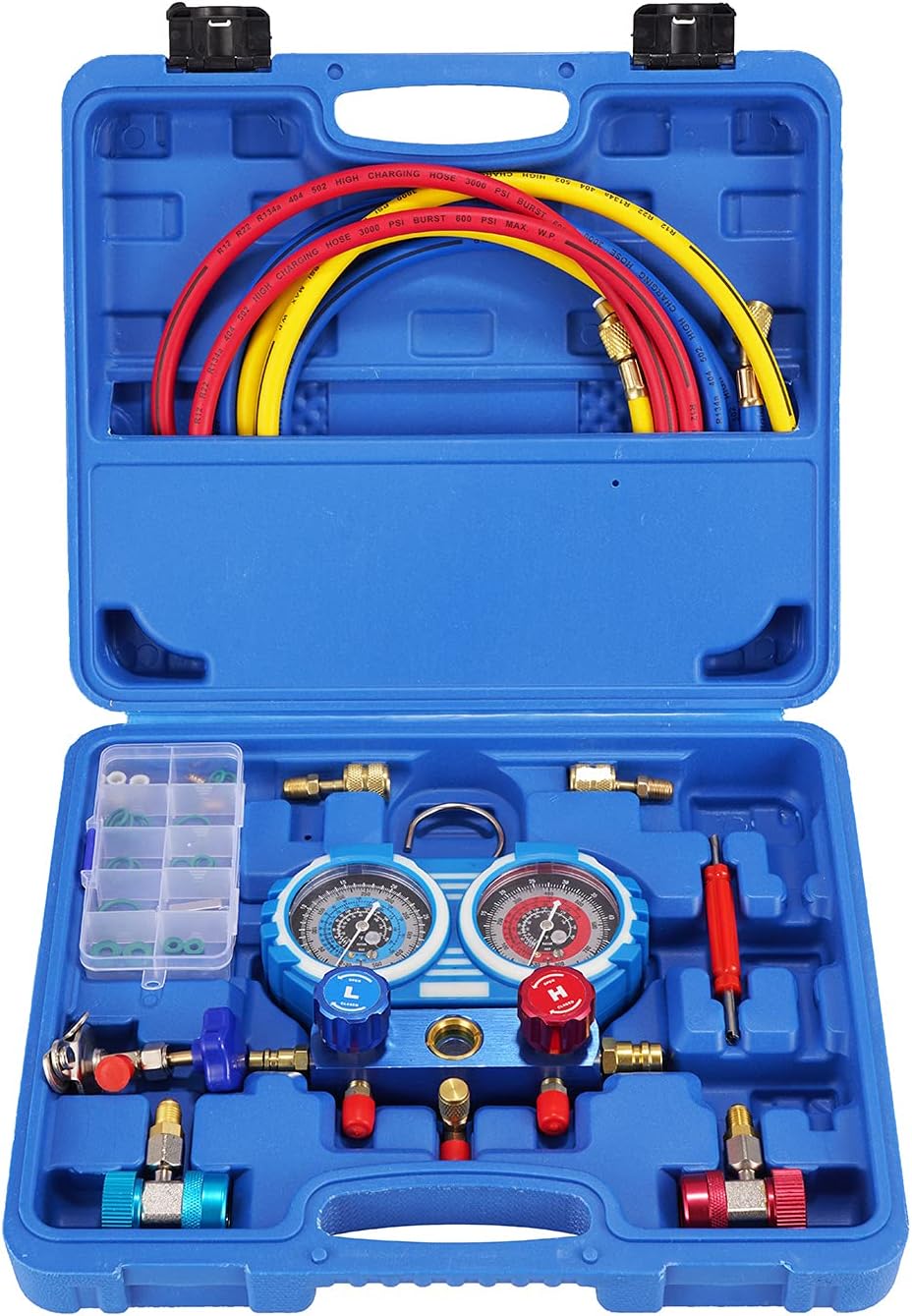 3.5CFM 1/4HP Single-Stage Vacuum Pump and R410A R22 R134A R404A Manifold Gauge Set Refrigeration Kit for HVAC A/C Refrigeration Recharging and Maintenance