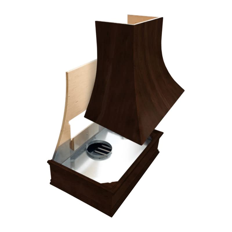 Wood Range Hood Angled Front with Decorative Molding | Custom Wall Mount Kitchen Vent Cover for Dream Kitchen | Plywood & Maple Veneer | 31.5" 37.5" 43.5" 49.5" 55.5" & 61.5"