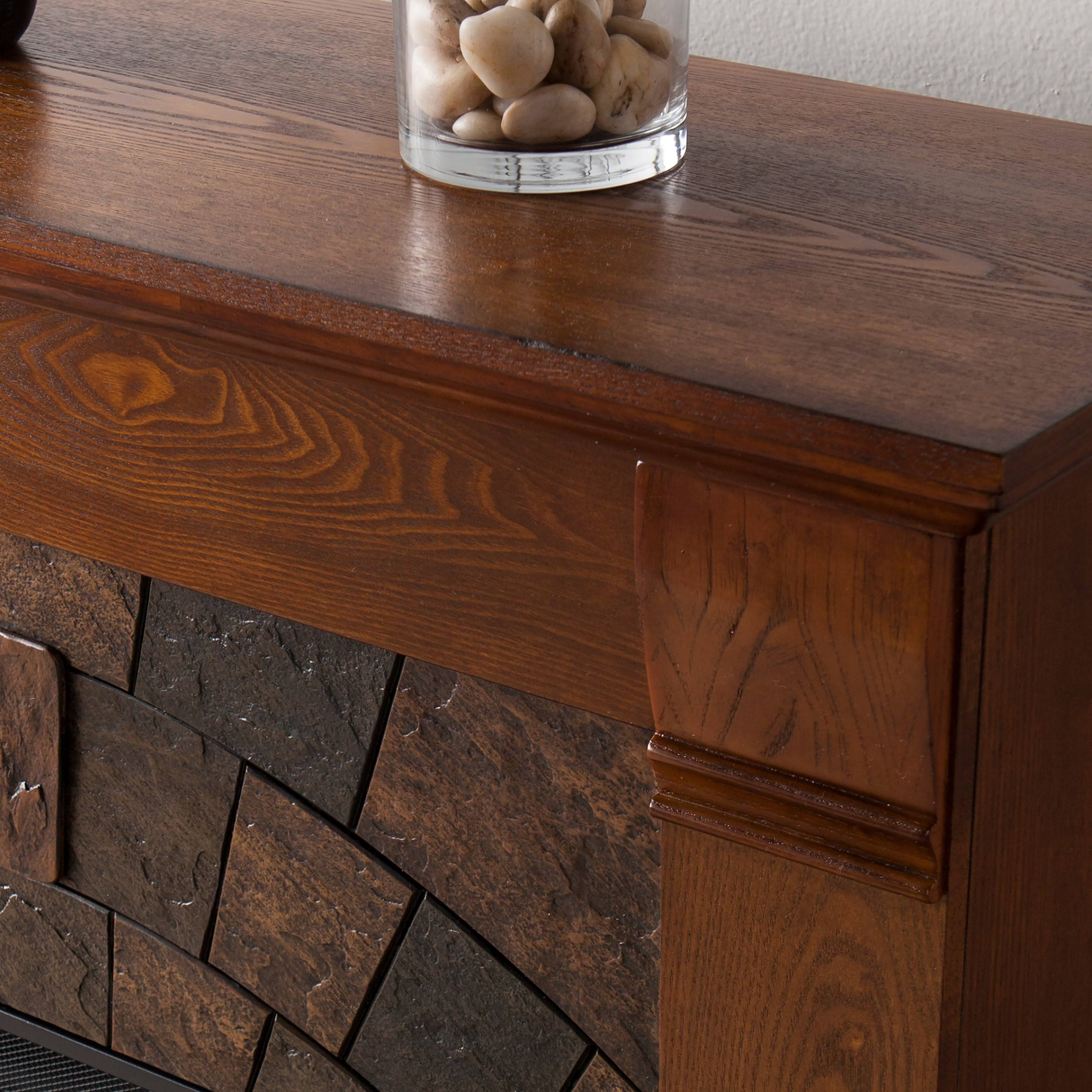 Pine (Green) Canopy August Antique Oak Electric Fireplace, Pine Canopy