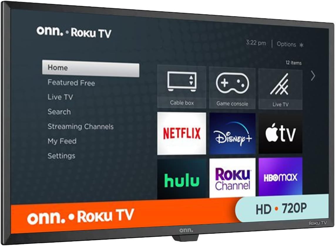 Onn. 100012589 32" 720P HD Roku Smart TV Includes Wall Mount 2020 Model (No Leg Stands) (Renewed)