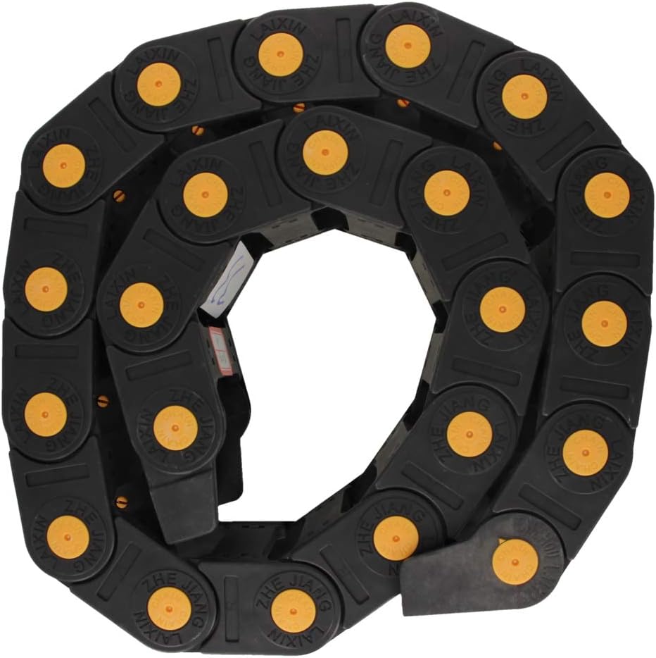 Fielect Drag Chain Cable Carrier Open Type with End Connectors R100 35X100mm 1 Meter Plastic for Electrical CNC Router Machines Black 1Pcs