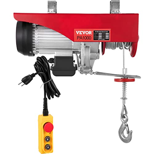 VEVOR Electric Hoist, 2200LBS Electric Winch, Steel Electric Lift, 110V Electric Hoist with Remote Control & Single/Double Slings for Lifting in Factories, Warehouses, Construction Site, Mine Filed