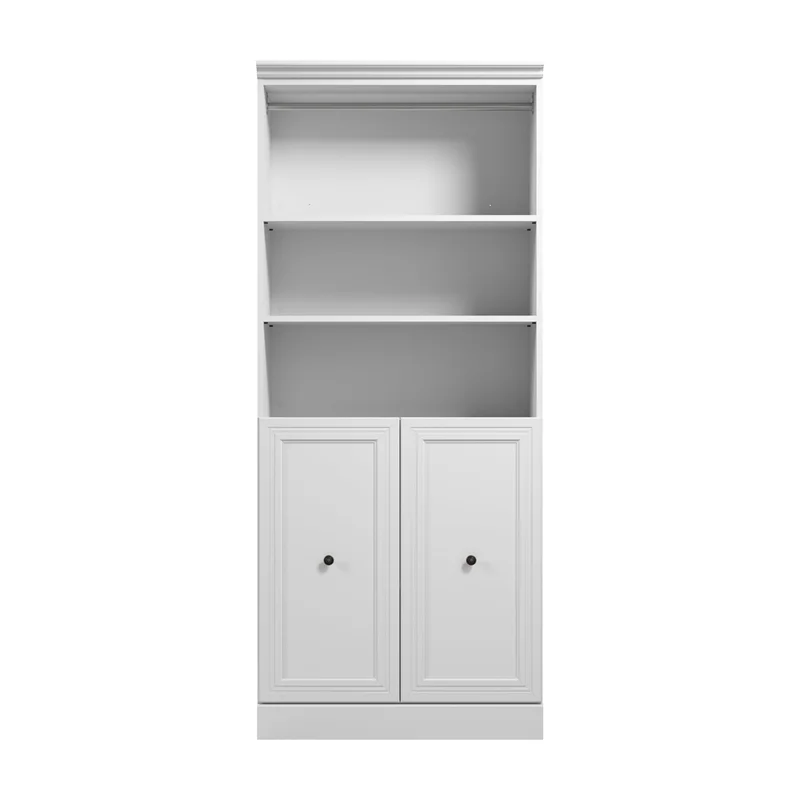 Bestar Versatile Engineered Wood Queen Murphy Bed and Organizer in White