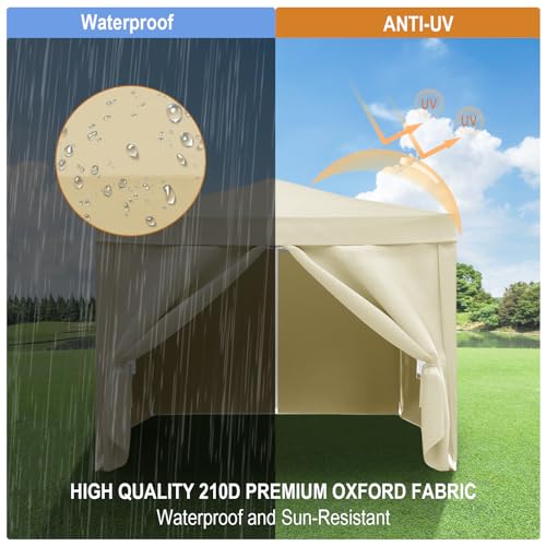 10x20 White Pop Up Canopy Tent Heavy Duty with 6 sidewalls Commercial Outdoor Party Tent Event Wedding Tents Instant Canopy Gazebo with Carry Bag UPF 50+ Waterproof Adjustable Height