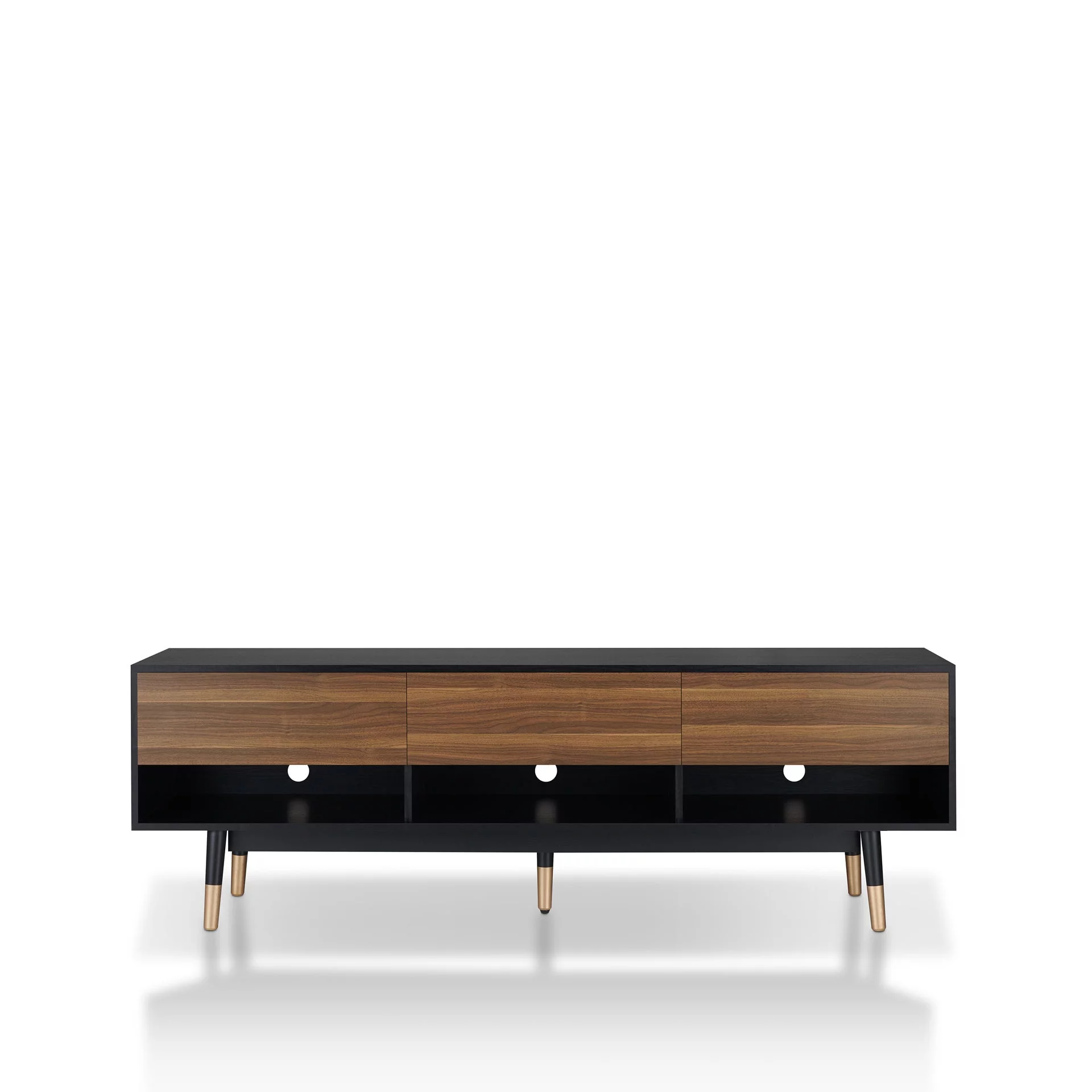 Carson Carrington Uddvide Mid-Century Modern Black 71-inch 3-Shelf TV Console by