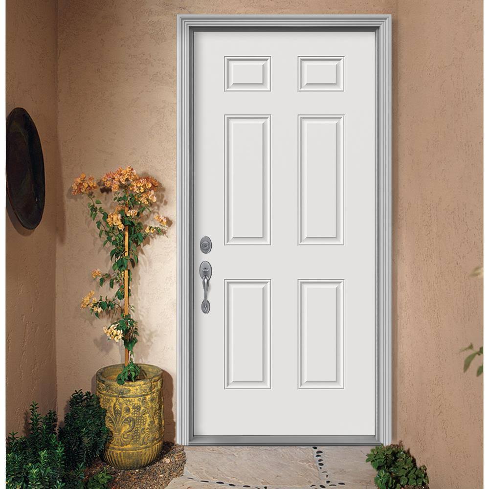 JELD-WEN 30 in. x 79 in. 6-Panel Primed Premium Steel Front Door Slab