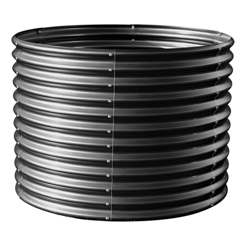 Land Guard 8x4x3ft Oval Galvanized Raised Garden Beds, Large-Capacity Metal Planter Box Outdoor, Durable Deep Raised Garden Bed 3ft Tall, Raised Beds for Gardening Vegetables, Cream Yellow