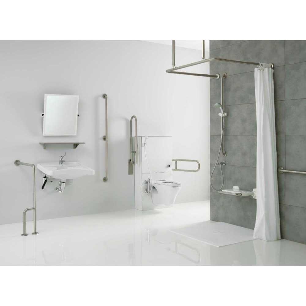 Ponte Giulio G55JCL38 Stainless Steel Floor to Wall Grab Bar Orientation