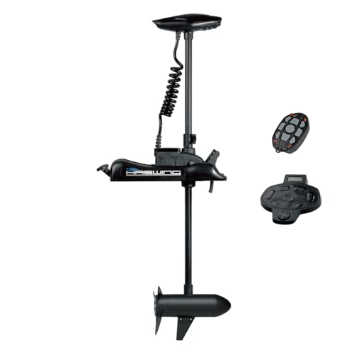 HASWING Electric Trolling Motor – Cayman 12V 55LB 48 Inch Shaft Bow Mount Boat Fishing Saltwater Freshwater with Remote Control 50700-120B