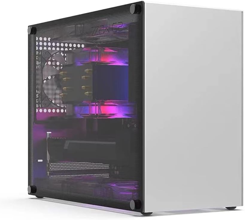 Aluminum Alloy Computer Case ZZAW C2, Support MATX Motherboard ATX SFX Power Supply Desktop PC Mini Micro Slim Portable 2022 Mid Tower Small Chassis with Tempered Glass for Gaming and Home Use