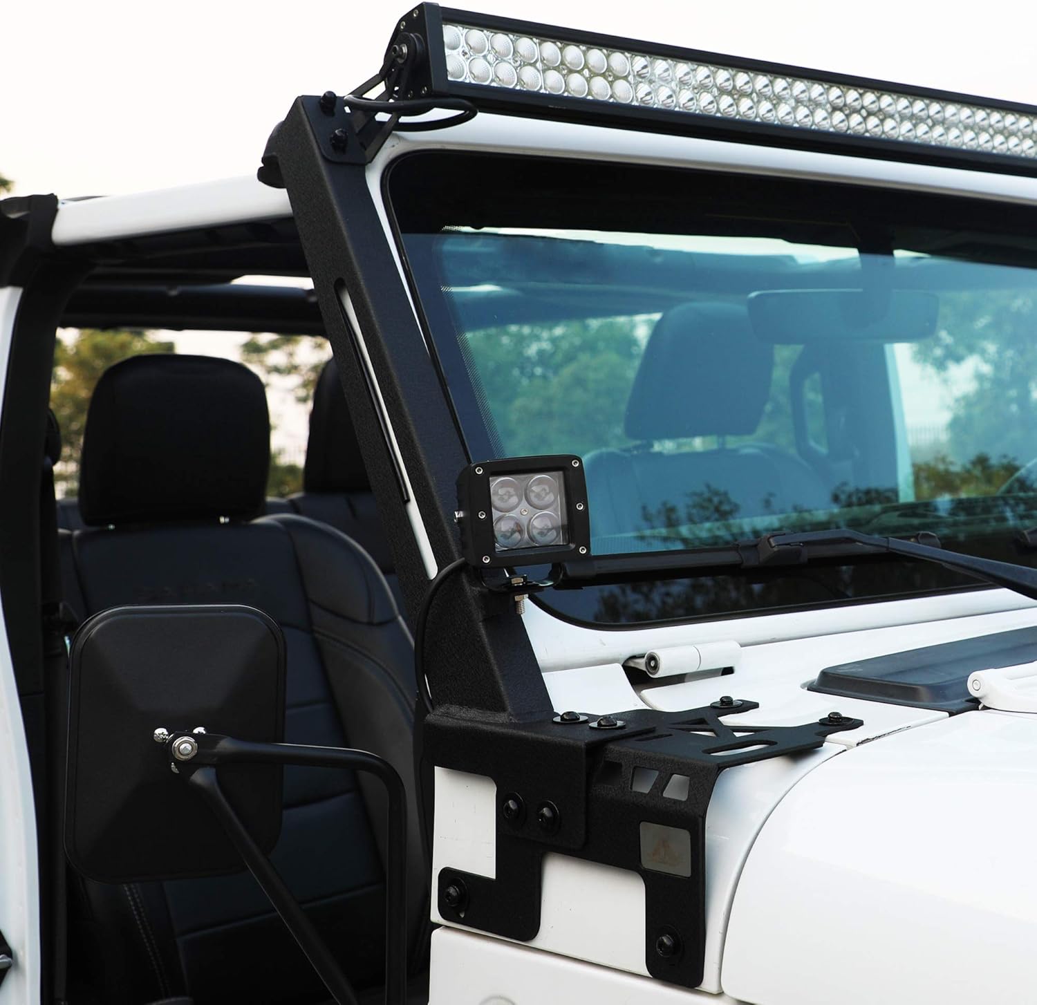 A-Pillar LED Lights Bar Mounting Brackets for 2018-2020 Jeep Wrangler JL/JLU with 2 LED Lights, Jeep Wrangler Light Bar Bracket Accessories