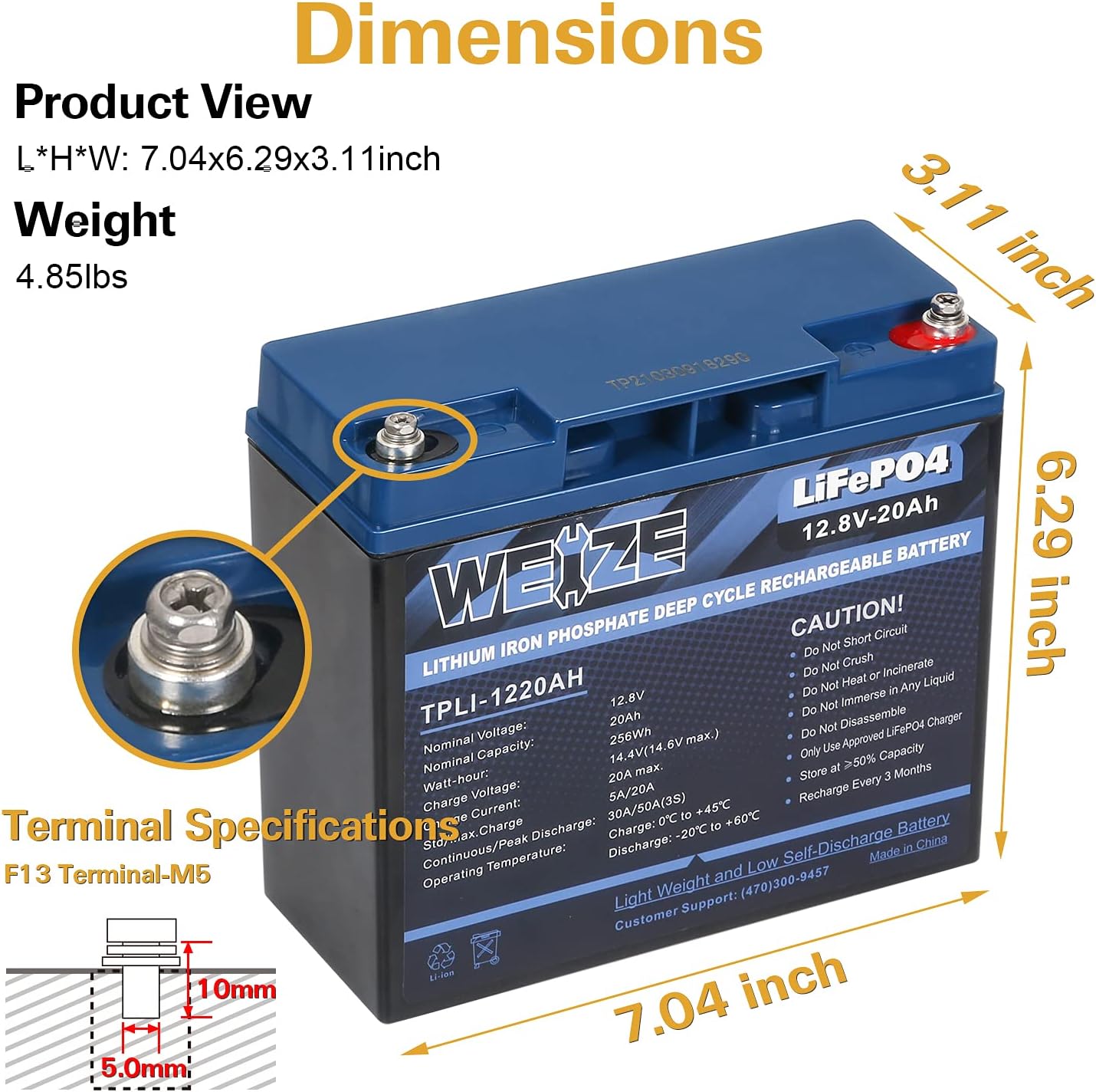 Weize 12V 200Ah LiFePO4 Lithium Battery, Up to 8000 Cycles, Built-in Smart BMS, Perfect for RV, Solar, Marine, Overland/Van, and Off Grid Applications