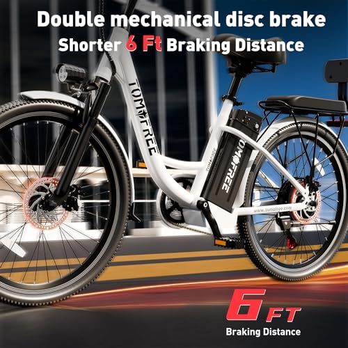 Electric Bike 500W Brushless Motor Electric City Cruiser Bicycle Up to 50 Miles 22MPH Removable Battery, 7-Speed and Dual Mechanical Disc Brakes, 24" Electric Commuter Bike for Adults