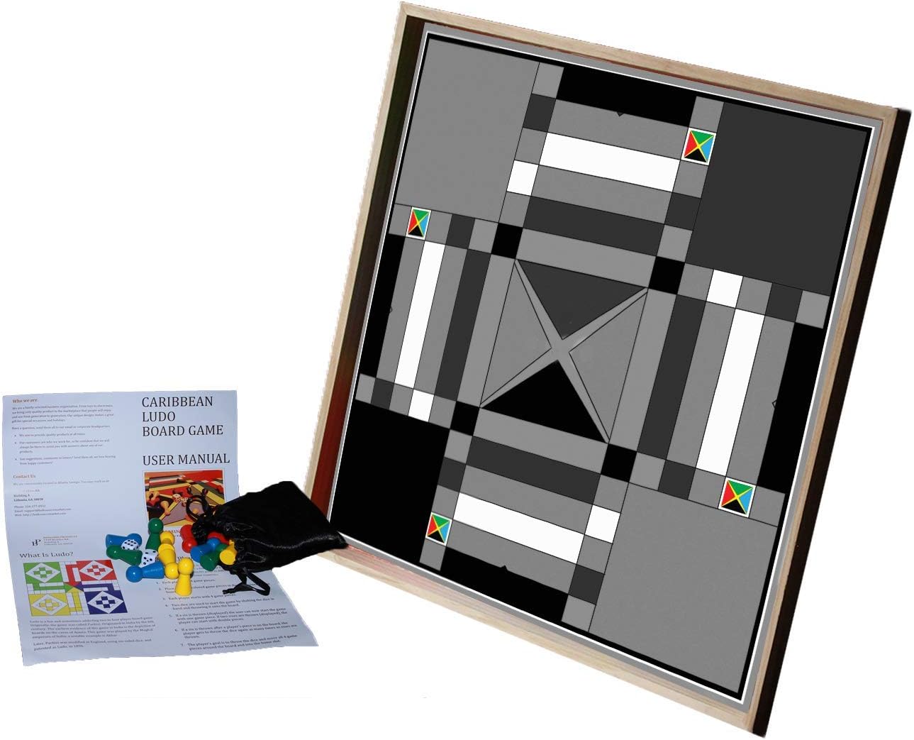 Jamaican Ludo Blackout Edition (Ludi/Ludy/Loodi) | 24in x 24in Board Game | Family Game Night Activity | Fun Easy Multi-Player Entertainment