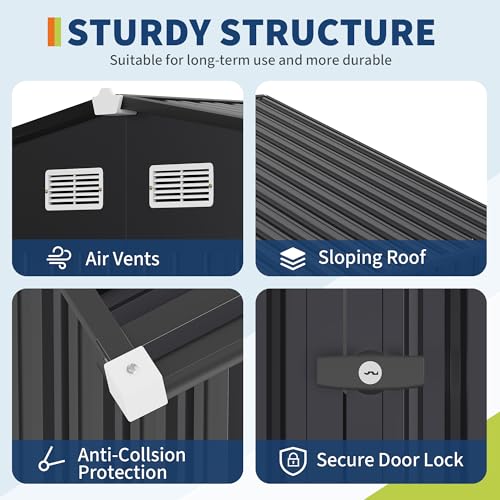 All-Weather Resin Shed with Window, Outdoor Plastic Garden Shed with Lockable Door and Vents, Outdoor Resin Storage Sheds for Tool, Bike, Backyard, Patio