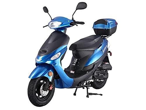 HHH Upgraded 49cc/50cc Gas Street Legal Scooter Moped for Youth and Adults with Matching Trunk - Sporty Black