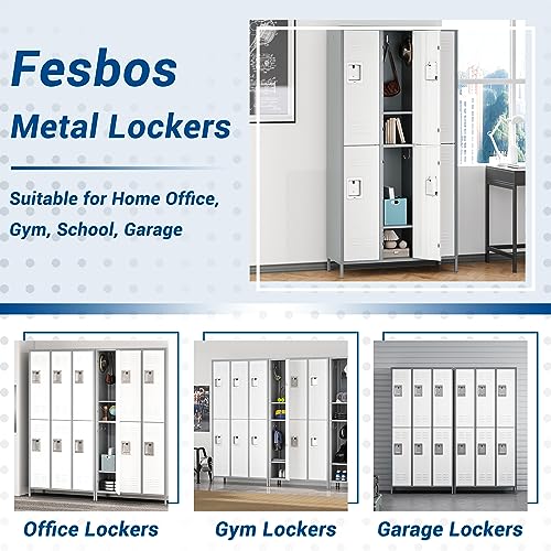 72" Metal Locker for Employees 3 Doors Gray&White Steel Storage Locker for Office, School, Gym - Metal Storage Cabinets for Home, Office, Gym, School