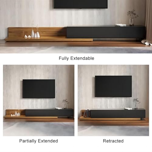 homary Wood Extendable TV Stand Crator Rectangle White and Walnut Media Console with 3-Drawer