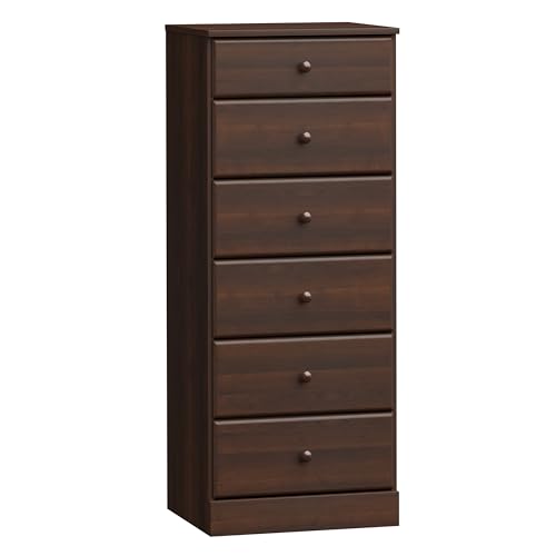 Prepac Sonoma 6 Drawer Dresser for Bedroom, Tall Chest of Drawers, Bedroom Furniture, Clothes Storage and Organizer, 19" D x 23.25" W x 52.75" H, Black