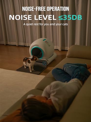 Self Cleaning Cat Litter Box, Automatic Cat Litter Box with Mat & Liners, 65L+9L Large Capacity Self Cleaning Litter Box, APP Control/Suitable for Multiple Cats - Green